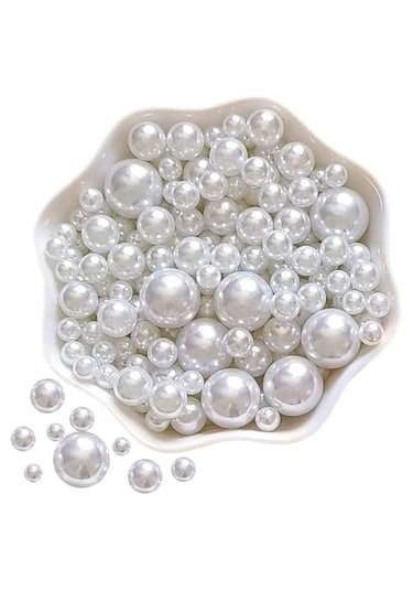 8 Mm Beyaz Renk Deliksiz Inci 30 Gr 80-85 Adet