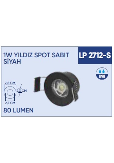 1w Yıldız Spot Sabit Siyah Kasa 3000K