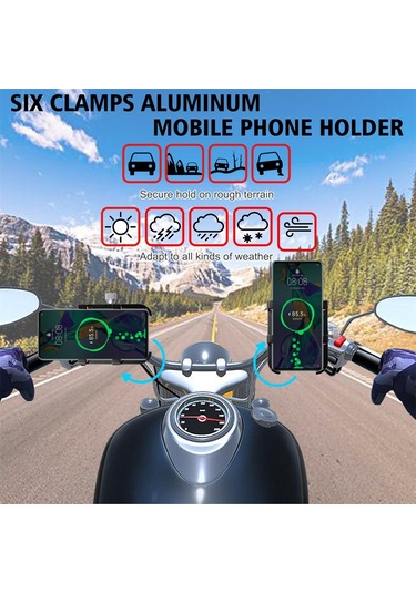 Sones Mpb-91 Motosiklet Altı Pençe Alüminyum Alaşımlı Cep Telefonu Tutucu Braketi Siyah