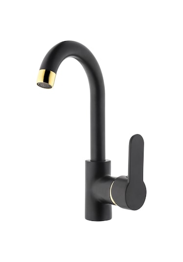 Gms Zirve Banyo + Eviye + Lavabo Batarya Seti Altın - Siyah Siyah - Altın