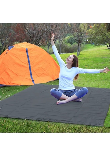 Vkemall Gri 210x200cm 3000mm Su Geçirmez Oxford Bezi Kamp Yatakları, Piknik Matları, Çadır Altlığı - 3 Katlı Dayanıklı, Hafif Ve Çabuk Katlanabilir Gri