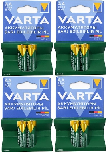 Varta 2700 mAh AA Ni-MH Şarj Edilebilir Kalem Pil 2 x 4'lü