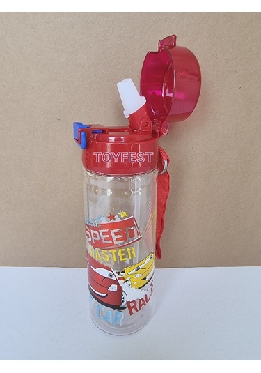 Pipetli Suluk Matara - Kilit Kapaklı Speed Master Car Hızlı Araba Temalı - 500 Ml