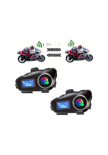 Q58-max Motosiklet Kask谋 Toz Ge莽irmez Telsiz Kulakl谋k Lcd Ekran M眉zik Payla艧谋m谋 Ve El Feneri 2 Yolcu 500m Telsiz
