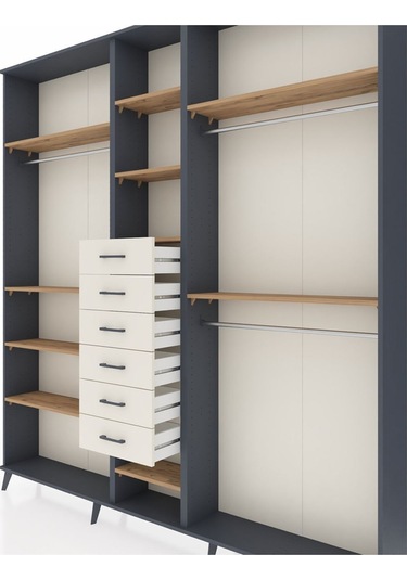 Arges Dolap 10 Raflı 6 Çekmeceli 3 Askılı 220x30x243 Antrasit-çam/aytaşı Atlas Çam/aytası Arges Dolap 10 Raflı 6 Çekmeceli 3 Askılı 220x30x243 Antrasit-çam/aytaşı Atlas Çam/aytası