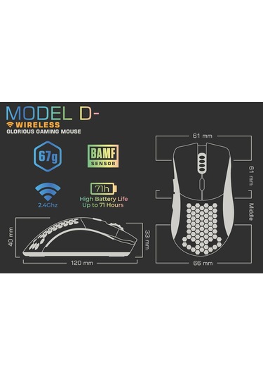 Glorious Model D Rgb Kablosuz Bamf Sensörlü 19.000 Dpi 67 Gram Ga