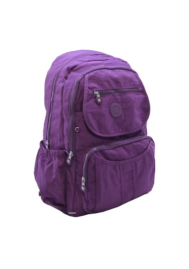Klinkır Bayan Sırt Çantası Çok Cepli Yağmura Dayanıklı Hafif Kumaş Yeşil Renk Okul Çantası Mor