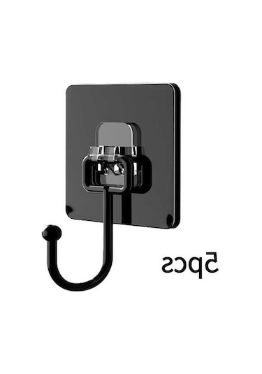 Fortunelane Banyo Krokosu 5'li Set - Suya Dayanıklı, Kolay Montaj, Güçlü Tutucu Siyah Diğer Diğer