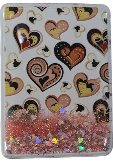 Gigi Panda Kahve Kalplar Kalp Desenli Pırıltılı Katlanır Dikdörtgen Makyaj Aynası