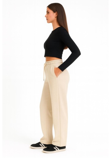 Axxel Kadın Açık Bej İnterlok Eşofman Altı-p2273 Açık Bej