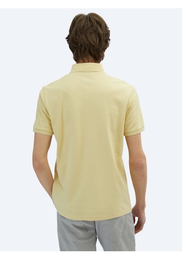 Sarı Düz Polo Yaka %100 Pamuk T-shirt Sarı