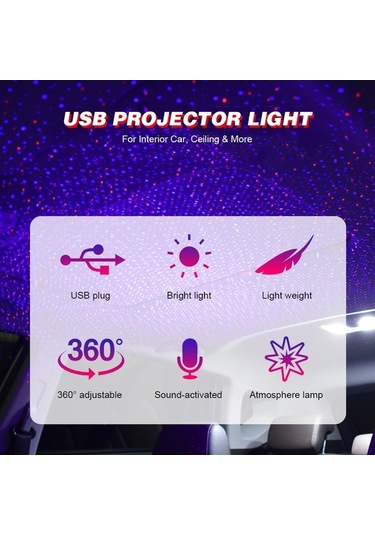 Moly Yunboo C208 Usb Güneş Sistemi Işığı - 3 Modlu Otomatik Döner Esnek Boyunlu, Ot & Ev İçin Romantik Ambiyans Oluşturucu Kırmızı-mavi Siyah Siyah