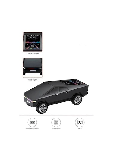Just Cheap Store D68 Cyber Model Araba Tasarımlı Bluetooth Hoparlör 15w Güçlü Ses Rgb Led /tws/usb Siyah