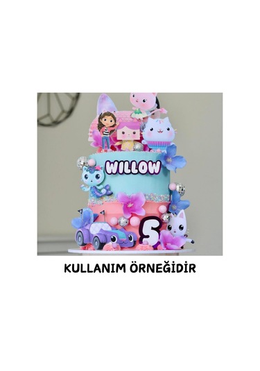 Gabby Temalı Doğum Günü Pasta Parti Süsü Seti Cake Topper