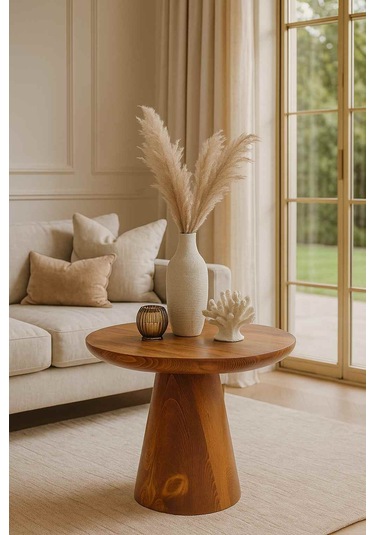 Doğal Meşe Renk Orta Sehpa Modern Mantar Tasarım Meşe