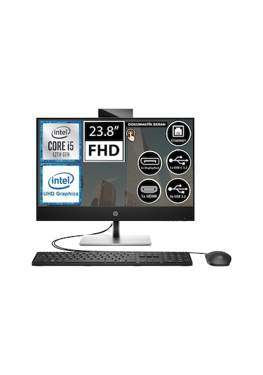 HP ProOne 440 G9 6D395EA06 i7-12700T 32 GB 512 GB SSD 23.8" Dos FHD Touch AIO Masaüstü Bilgisayar
