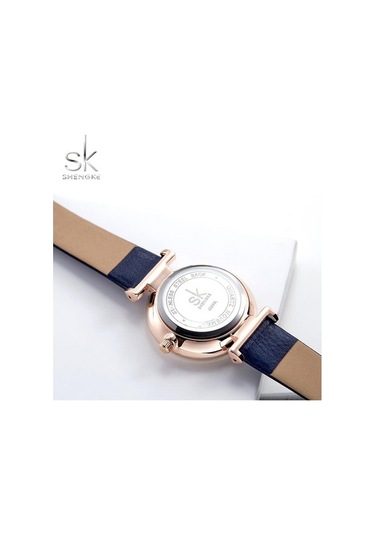 Novahub Shengke Mavi Deri Kayış Kuvars Kadın Saatleri, Yaratıcı Arama Kol, 29.5mm Yuvarlak Kadran, 3atm Su Geçirmez, Moda Ve Casual, Relogio Feminino Gümüş