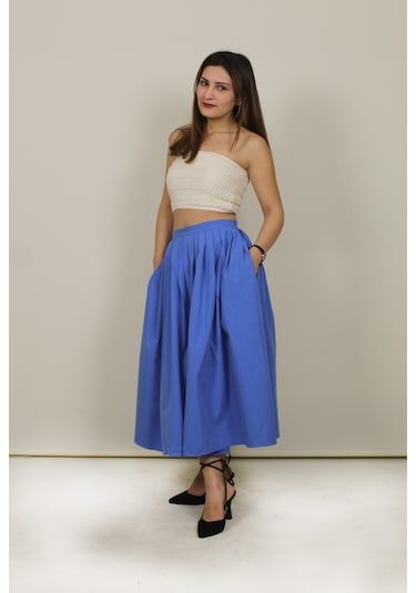 Meissa Fashion Mavi Midi etek