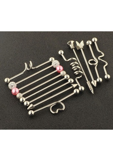 Suntek Paslanmaz Çelik Endüstriyel Halter Küpe Gümüş