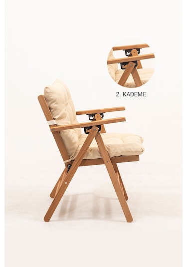 Minderli Loretta Masa Sandalye Seti 4+1 Ahşap Bahçe Balkon Teras Katlanır Set 120x70 Cm Krem Minderli Loretta Masa Sandalye Seti 4+1 Ahşap Bahçe Balkon Teras Katlanır Set 120x70 Cm Krem