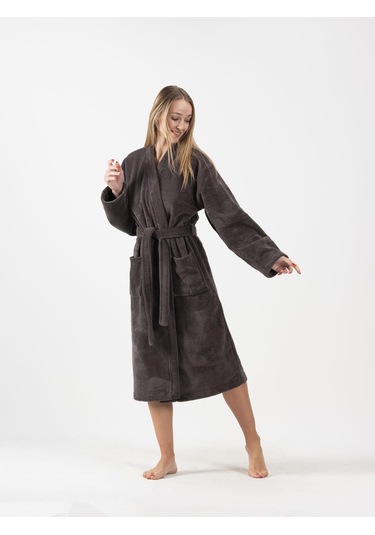 Kadife Kimono Bornoz Unisex Beyaz