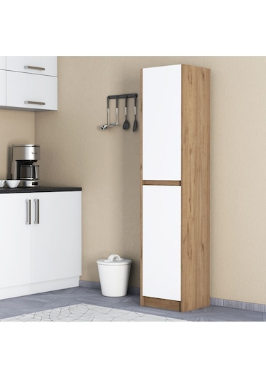 Umg Mobilya Patentli Astira Kulpsuz Boy Dolabı, Mutfak Dolabı, Ayakkabılık, Kiler/banyo Dolabı, Elbise Dolabı Beyaz - Meşe