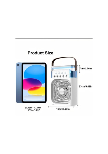 Boatshop1 Usb Çalışan Taşınabilir Masa Fanı Koyu Mavi 600 Ml 5 Hız Ayarlı Sessiz Soğutma 23.5cm Kompakt Nemlendirici Fonksiyonlu