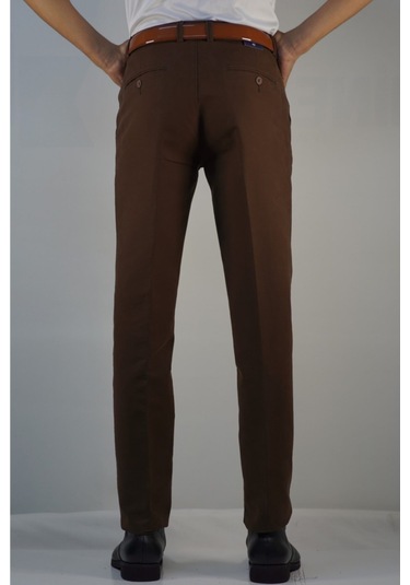 Erkek Kahve Battal Nıkrasız Gabardın Pamuk Pantolon Kahve