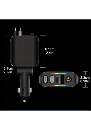 Fastbuy Dream011 Siyah Yıldızlı Atmosfer Işıklı Geri Çekilebilir Şarj Cihazı Type C Kablo, Ios Uyumlu Adaptör, Iphone Uyumlu