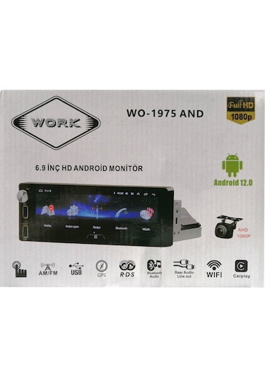 Work Wo-1975 And 6.9 Inch Dokunmatik Ips Ekranlı Android 2+32gb Ekran Yansıtmabt/usb/aux/rca/gps/fm