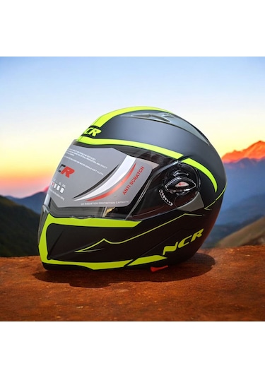 Ncr-158 Çene Açılır Gözlüklü E-ce Belgeli Kask Sarı