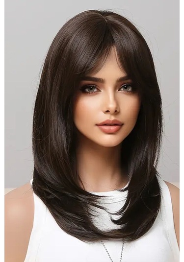 Caş Dekorasyon Kahverengi Kahküllü Katlı Kesim Peruk Kahverengi