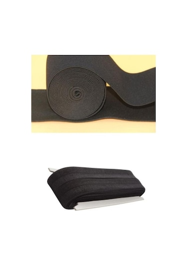 Siyah - 1.5cm Paça Lastik Yassı Geniş 10mt. 5332