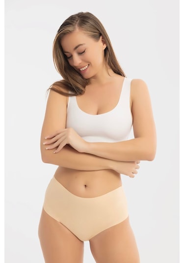Kadın Yüksek Bel Basic Dikişsiz Lazer Kesim Külot 3'lü Paket Renkli Çok Renkli 2