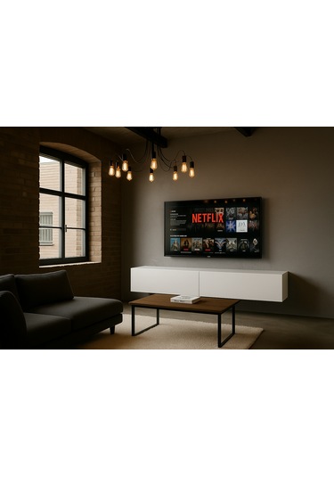 Mac Dizayn Adresan Tv Ünitesi Tv Sehpası Parlak Beyaz Mdf 200 Cm Parlak Beyaz