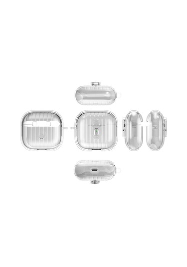 Mobilteam Air-pods 4 Kılıf Kenarları Renkli Şeffaf Dilimli Silikon Airbag 40 Kılıf-siy Siyah