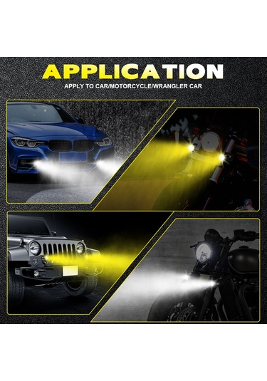 Monyee Motosiklet Spot Lambaları 2 Adet - Sarı Beyaz Çift Renkli, Ip67 Su Geçirmez, 60w 6000lm