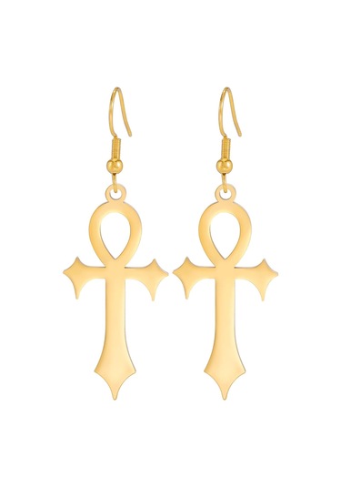 Kadınlar Kızlar İçin Ankh Haç Küpeleri Eski Mısır Haçı Paslanmaz Gold
