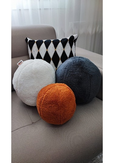 Oneplise 3'lü Top Kırlent 1 Büyük Antrasit 1 Büyük Ekru 1 Küçük Kiremit(42/25 CM)