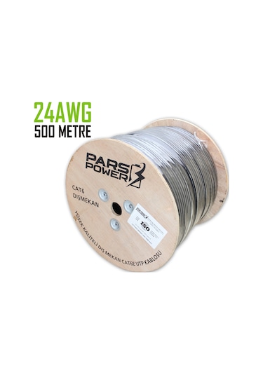 Pars Power 24 Awg 0.50 mm 500 Metre Network Cat6 U/UTP Dış Mekan