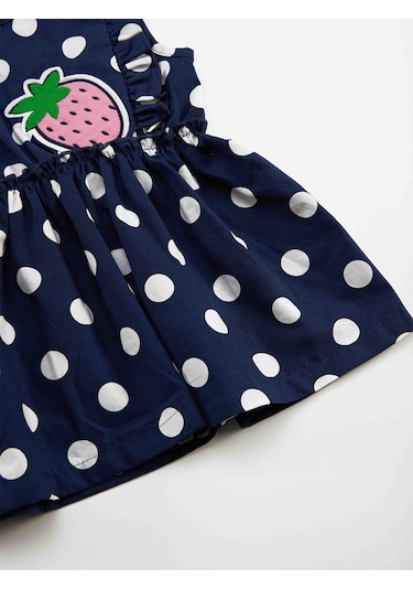 Denokids Puanlı Çilek Kız Bebek Poplin Elbise