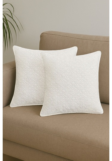 Kırlent Kılıfı Jakarlı Dekoratif 2 Li 45x45 Cm Koltuk Kırlent Kılıfı Krem
