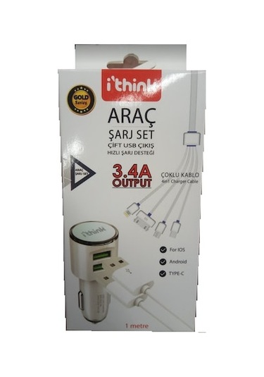 Araç Şarj Set Gold Serisi 4İn1 Kablo İ'Think