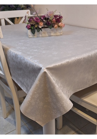 Elyaflı Pvc Muşamba - Desenli Silinebilir Masa Örtüsü Gri Fnt500653 Gri