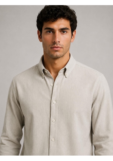 Classics Men Plus Barkod Uzun Kol Slim Fit Erkek Gömlek - 7578 Gri