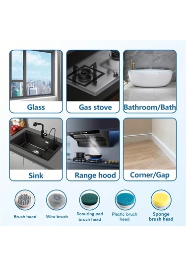 Xuweiwei Mavi Pancerka 1 Takim Elektrikli Temizlik Fircasi 5 Degistirilebilir Firca Basligi Tipc Sarjli Uc Hiz Ayarli Banyo Mutfak Fayans Temizligi