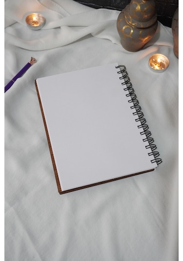 Balonlu Bisiklet Ahşap Defter - Ajanda - Spiralli - Çizgisiz Defter Ahşap Rengi Ceviz A5 Notebook Turuncu