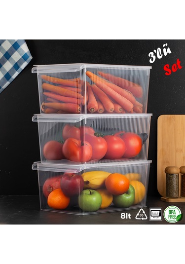 Porsima 3185 3lü 8 Lt Dolap İçi Ve Buzdolabı İçi Düzenleyici Set ŞEFFAF