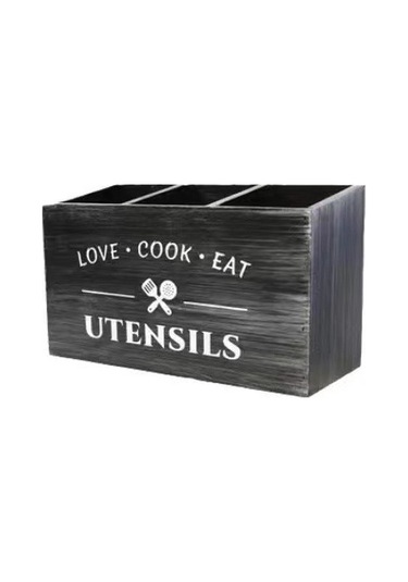 Mutfak Eşyası Düzenleyici Kutusu, Bıçak, Çatal Ve Kaşık Sınıflandırması Saklama Sepeti Siyah