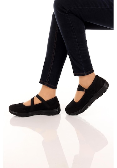 Nstil Kadın Babet Kolay Giyilebilir Hava Alabilen Hafif Rahat Taban Esnek Günlük Spor Ayakkabı 048 Siyah